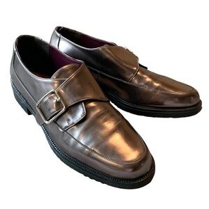 Beyond Skin Bronze Vegan Leather Loafers Single Monk Strap Buckle Size 40 Size 9